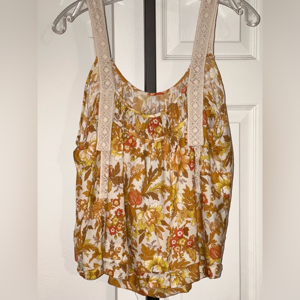 RACHEL ZOE XS Lotus Floral  Bohemian Orange Blouse